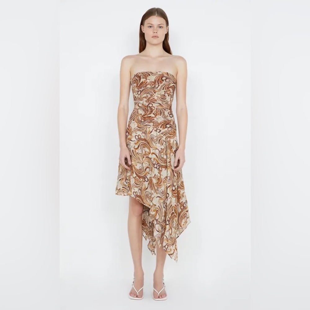 Bec & Bridge JOCELYN STRAPLESS DRESS - CREAM SWIRL US 6